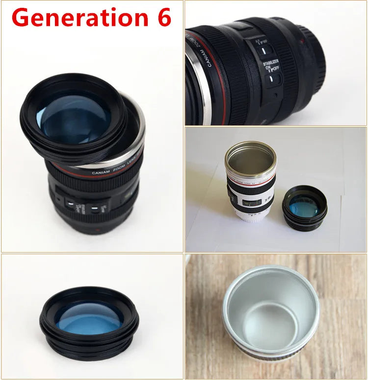 380 ml Kameraobjektiv-Kaffeetasse mit Deckel, Edelstahl, kreative Foto-Kaffeetasse, Weihnachtsgeschenk für Fotografen, Reiseliebhaber