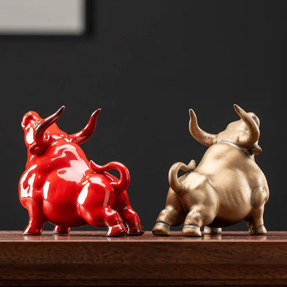 Creative Ceramic Bull Decoration - Home, Living Room, Tea Room, Office Desktop Decoration - Mascot, Zodiac, and Gift Gifts