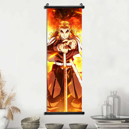 Demon Slayer Hashira Nezuko Agatsuma Zenitsu Inosuke Scroll Canvas Wall Hanging Painting Home Decor Anime Poster Wall Art Room