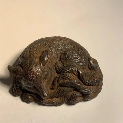 Chinese Retro Nine-tailed Fox Decorative Ornaments Tea Pet Statue Table Decoration and Accessories Art Figurine Decor Sculpture