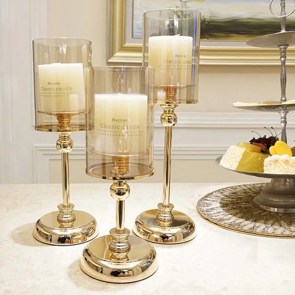 Luxury Classic Metal Candle Holders Vintage Golden Candlestick Home Decoration for Wedding Candelabra Crystal Candle Holder