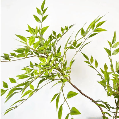 110cm 2 Forks Large Artificial Plants Fake Bamboo Tree Branch Plastic Nandina Leaves Tall Green Landscape For Home Garden Decor