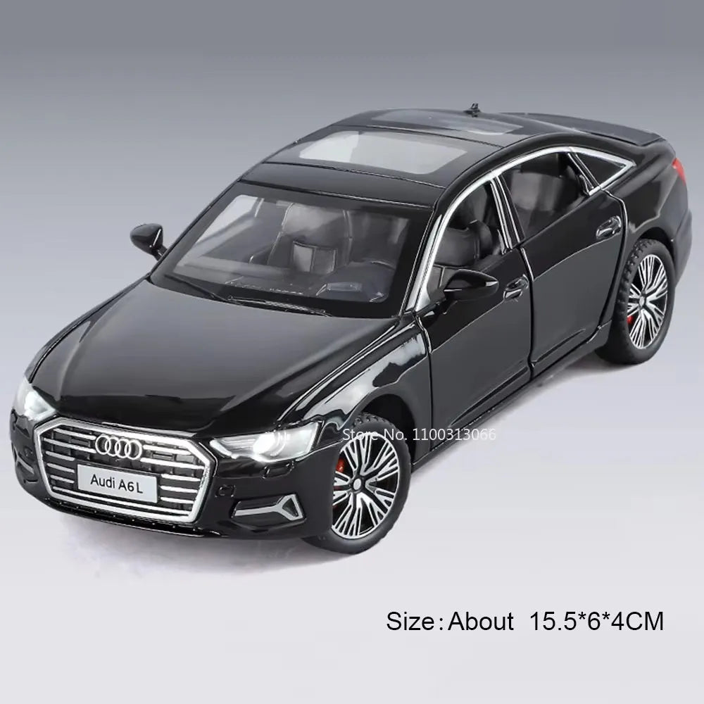 1:32 Alloy Diecast RS7 A6L Toys Cars Models Wheel Steering Light Music Vehicles 6 Doors Opened Miniature Car Toddler Kids Gifts