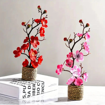 Multi Colored Artificial Flower Bonsai Plum Blossom Simulation Flower Bonsai White Flower Bonsai Simulation Flower Bonsai