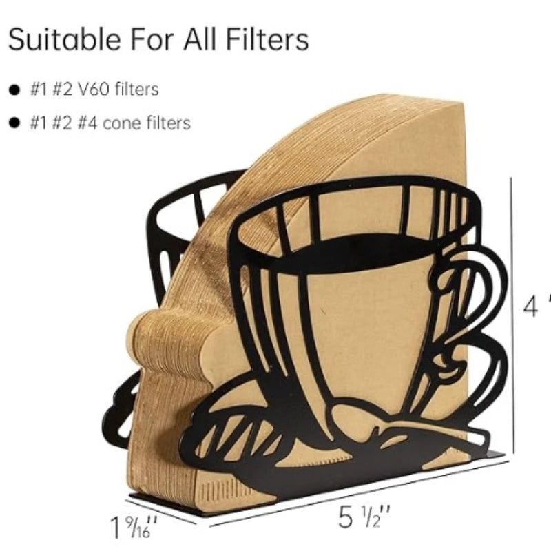 Stainless Steel V1V2 Coffee Filter Paper Holder Coffee Cup Shape Paper Towel Storage Household Office Desktop Coffeeware Teaware