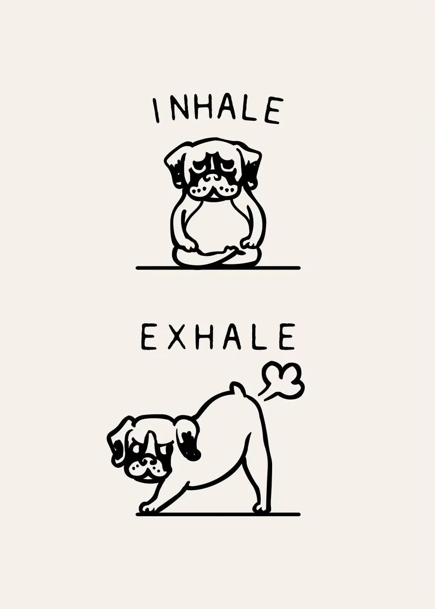 Inhale Exhale Poster Llama Sloth Husky Bulldog Dachshund Canvas Printing For Home Living Room Wall Decoration Frameless Painting