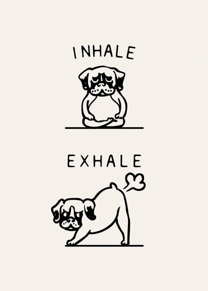 Inhale Exhale Poster Llama Sloth Husky Bulldog Dachshund Canvas Printing For Home Living Room Wall Decoration Frameless Painting