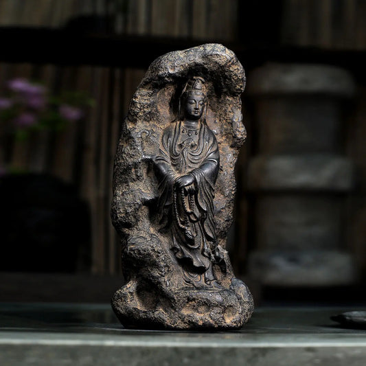 Puci Guanyin Zen Decorative Buddha Ornaments Retro Home Living Room Study Tea Room Table Decoration Accessories Art Figurine