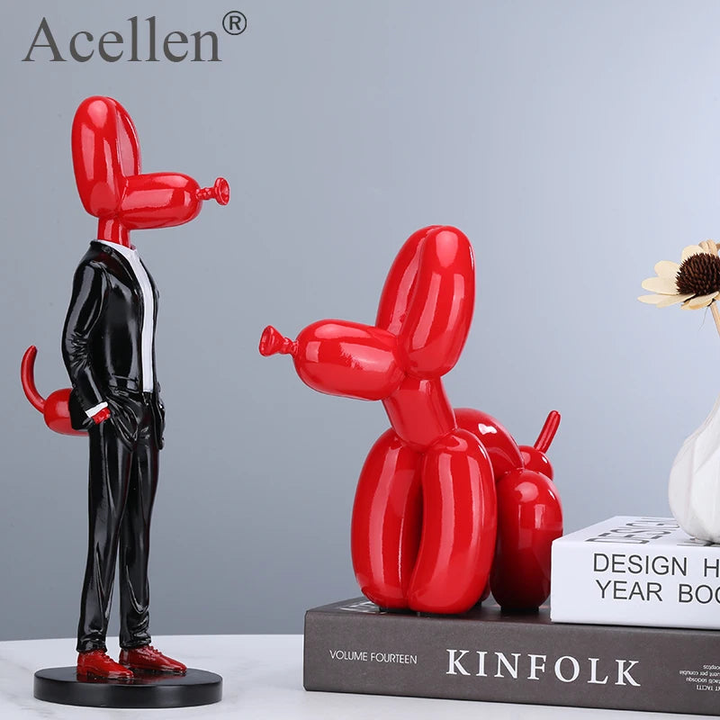 Statue de chien en forme de ballon pour homme, Sculpture en résine, décoration nordique moderne, accessoires de décoration pour la maison, figurines d'animaux pour salon