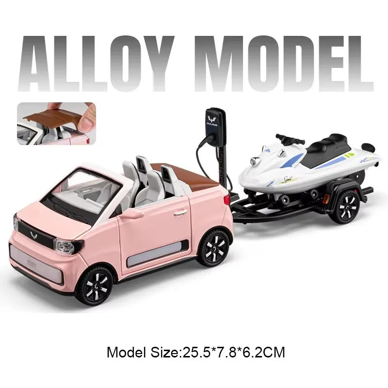 1:24 WULING Bingo MINI EV Model Alloy Diecast Cars Toy Wheel Pull Back Miniature Car with Light Sound Vehicle Toddler Kids Gifts
