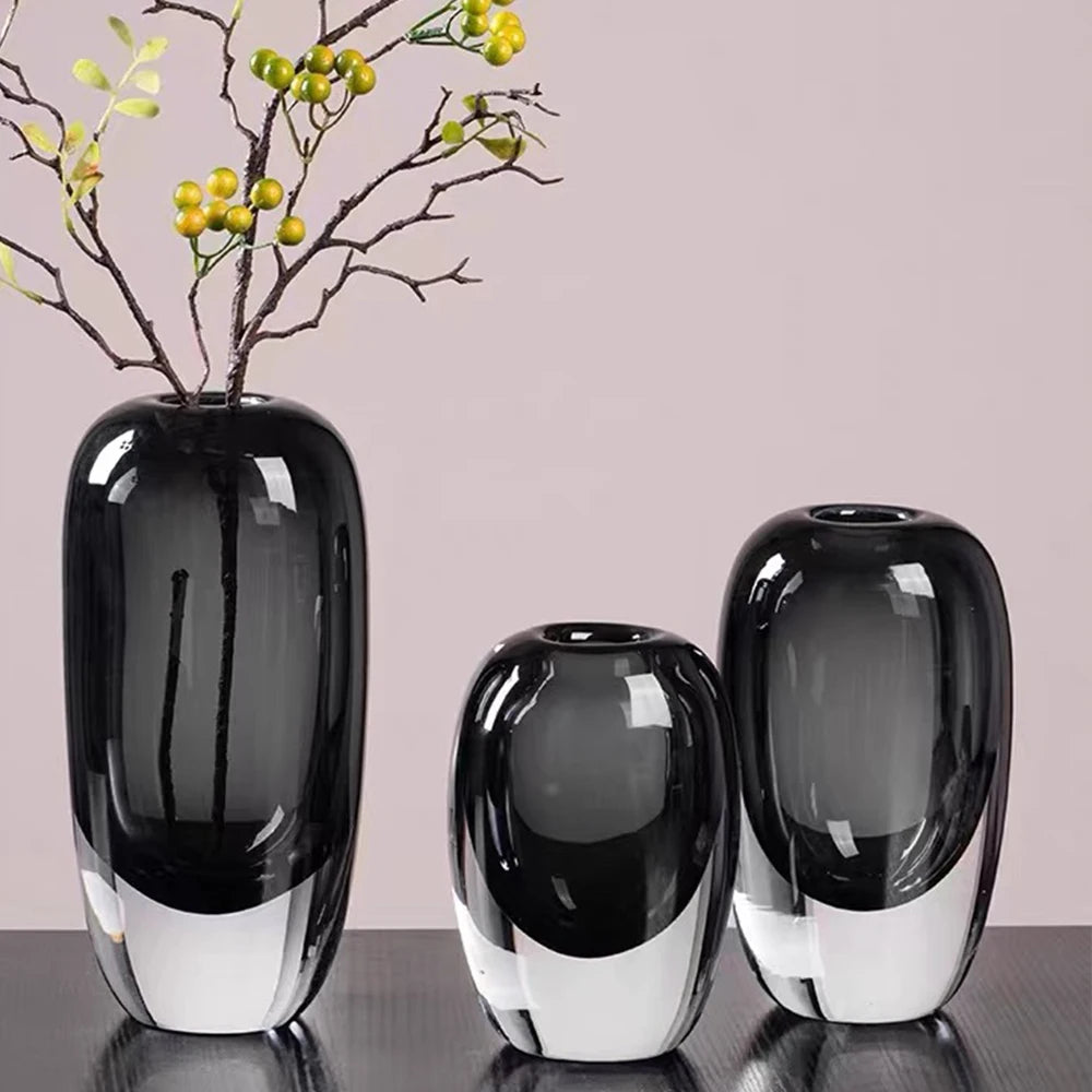 Transparent Glass Vase Crystal Flower Hydroponic Vase Modern Indoor Room Decor Decorative Vases for Living Room Table Decoration