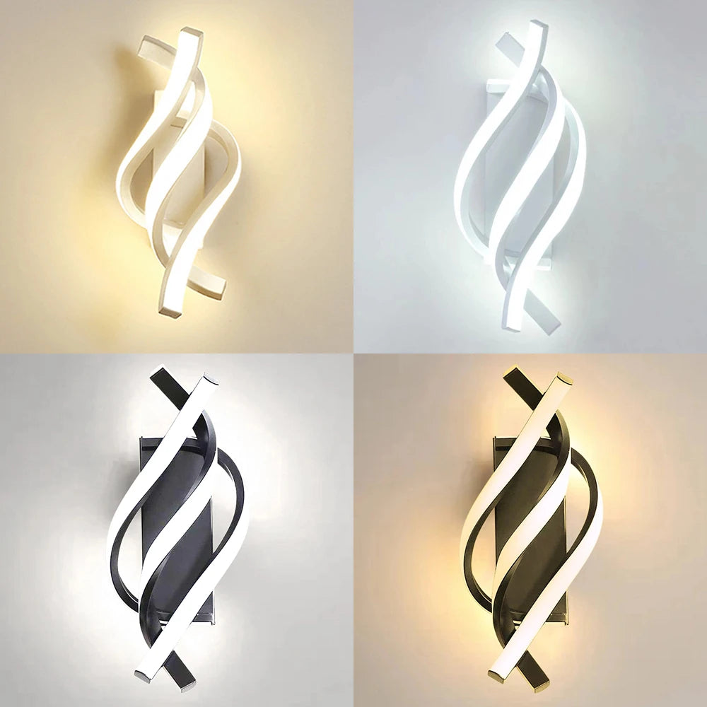 LED Spiral Wall Lamp Luxurious Modern Wall Lamp Room Corridor Stairs Wall Sconce Lamp for Home Bedside Living Room Lighting