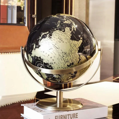 New 23cm Black Gold Rotating Globe british Home Office Decoration European Style Creative Handicraft Decoration Globe
