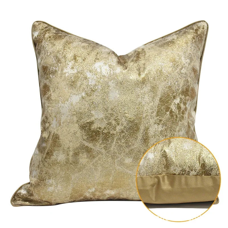Luxury Golden Sofa Cushion Cover for Living Room Modern Gray Throw Pillowcase for Euro Decoration 20x20 Rectangle Pillow Cover