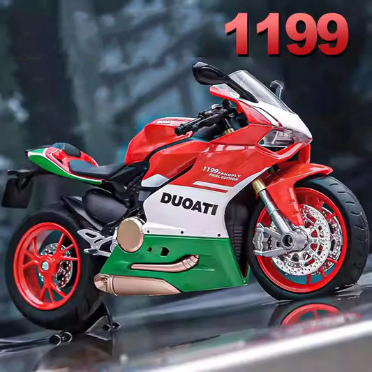 1:12 1199 Spring Breeze 250 SR Motorcycle Models Cars Alloy Diecast Toys Light Music Wheel Turned Motorcycles Vehicle Kids Gifts