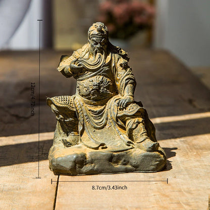 Chinese Imitation Cast Iron Martial Arts Saint Guan Yu and Guan Gong Er Ye Figure Desktop Ornaments Home Art Figurine Decoration