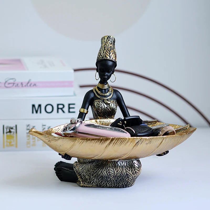 SAAKAR résine exotique noir femme rangement Figurines afrique Figure maison décor de bureau clés bonbons conteneur intérieur artisanat objets