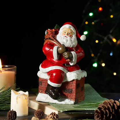 NORTHEUINS Statues de Père Noël en résine peintes à la main Poupées de Noël décoratives Figurines miniatures pour cadeaux de la saison du Nouvel An