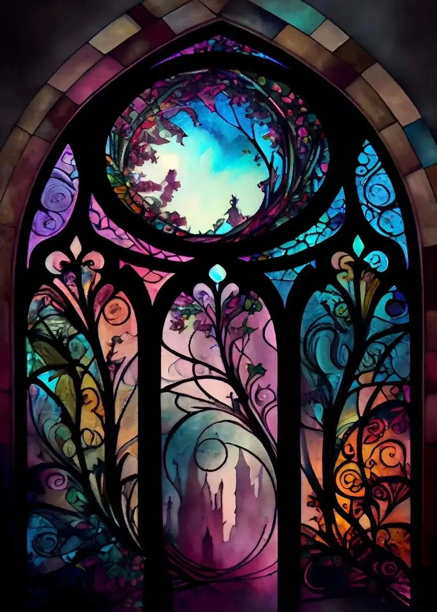 Modern Stained Glass Scenery Canvas Prints Wall Art Painting Nordic Posters Pictures Home Decor Mural For Living Room Unframed