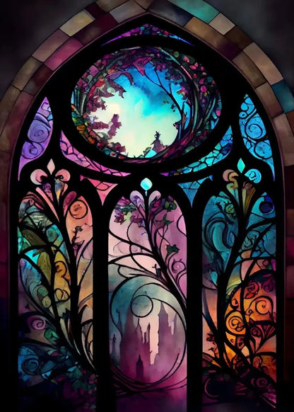 Modern Stained Glass Scenery Canvas Prints Wall Art Painting Nordic Posters Pictures Home Decor Mural For Living Room Unframed