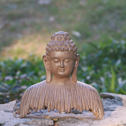 Buddha-Halbbuddha-Kopf, Zen-Gartenstatue, Buddha-Tranquility, dekorative Harz-Handwerksskulptur, geeignet für Familien im Innen- und Außenbereich