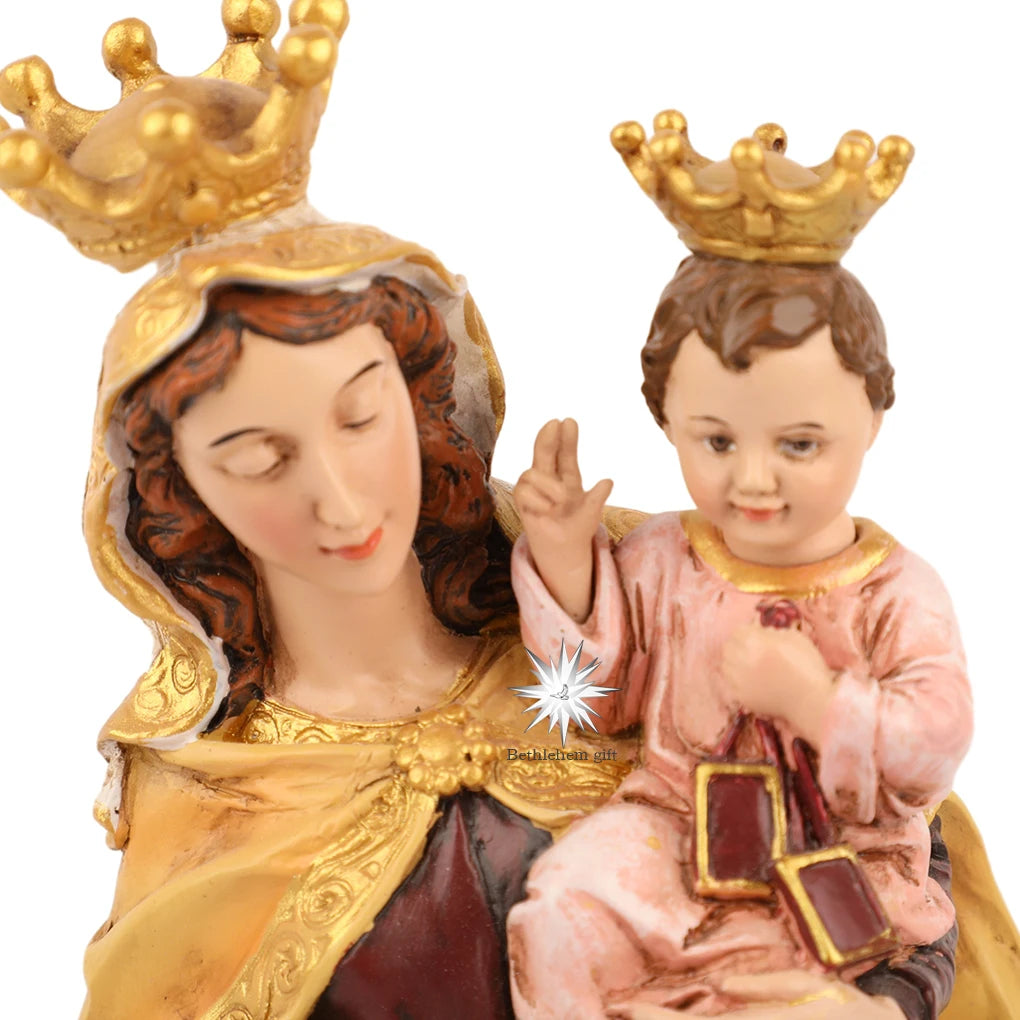 25 cm hoch. Unsere Liebe Frau vom Berg Karmel, Jungfrau Maria und Kind, Statue, Skulptur, heilige Figur für Zuhause, katholische dekorative Verzierung, 25 cm