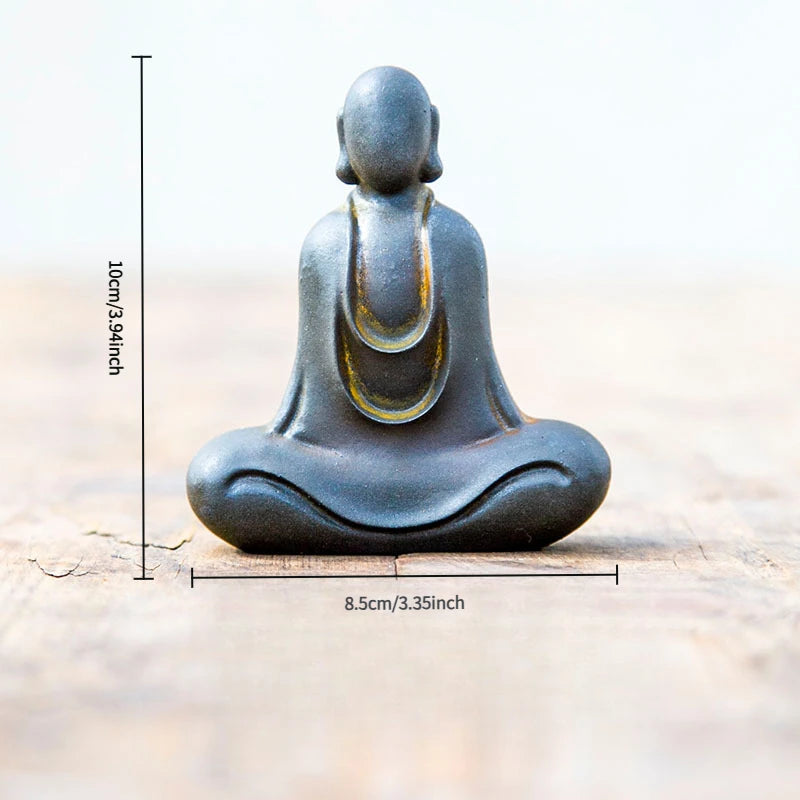 Chinese Buddha Statue Ornaments Zen Ornament Studydecoration Tea Pet Imitation Cast Iron Handmade Home Modern Art Figurine Decor