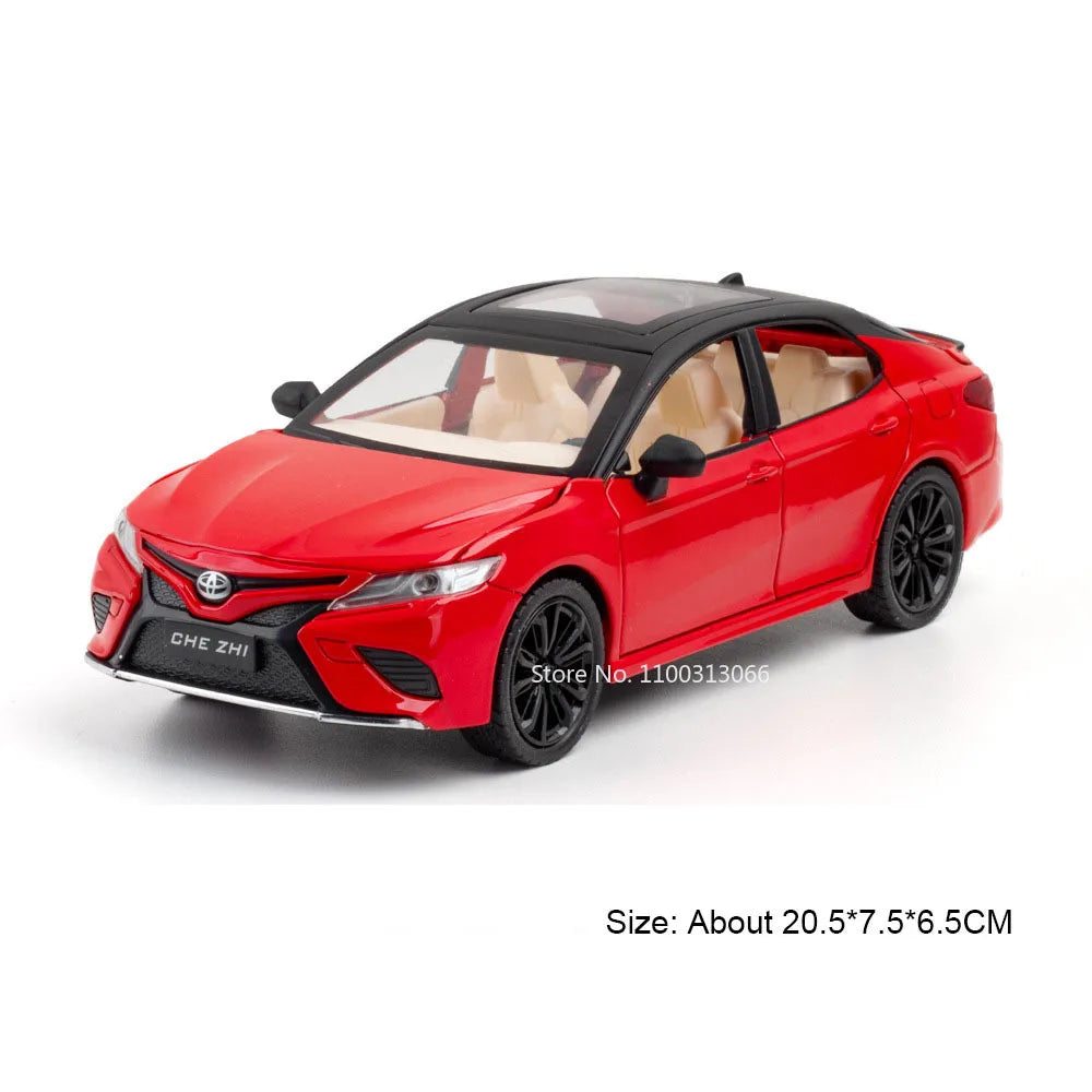 1:24 Camry RAV4 Models Cars Toys Rubber Tires Miniature Vehicles 6 Doors Opened with Light Music Car for Child Festival Gifts