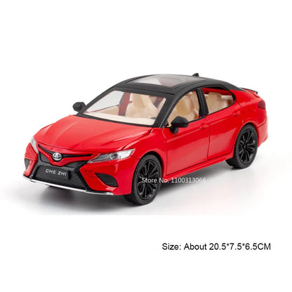 1:24 Camry RAV4 Models Cars Toys Rubber Tires Miniature Vehicles 6 Doors Opened with Light Music Car for Child Festival Gifts