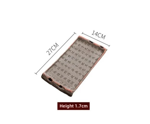 Retro Home Dry Tea Tray Rough Ceramic Retro Old Rock Mud Tea Tray Kung Fu Tea Set Ceramic Tray Tea Table Desktop Rectangular