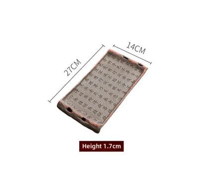 Retro Home Dry Tea Tray Rough Ceramic Retro Old Rock Mud Tea Tray Kung Fu Tea Set Ceramic Tray Tea Table Desktop Rectangular