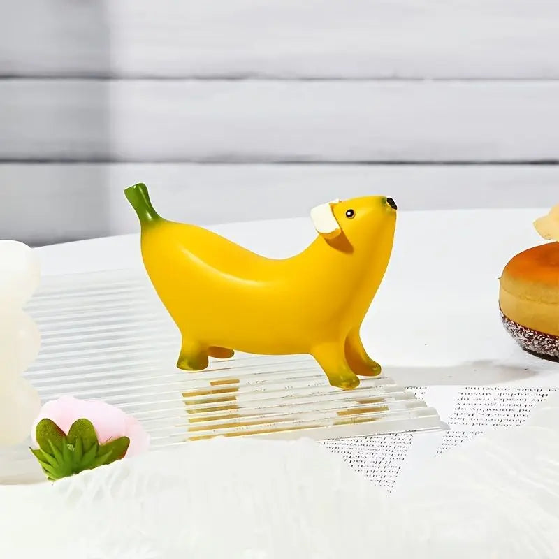 Originality Figurine Banana Dog Resin Ornaments Modern Home Decoration Cute and Interesting Desktop Bedroom Living Room Statue
