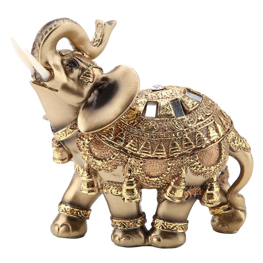 Elephant Statue Lucky Feng Shui Golden Elephant Statue Sculpture Wealth Figurine Gift Home Decoration Feng Shui Elephant Statue