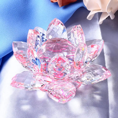 Crystal Lotus Flower Figurine Home Wedding Decoration Glass Craft Collection Paperweight Table Ornaments Souvenir Gifts