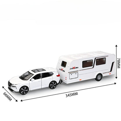 1:32 Scale X-TRAIL Touring Models Toys Miniature Cars Alloy Diecast Rubber Tires Caravans Light Sound Vehicle Child Adult Gifts