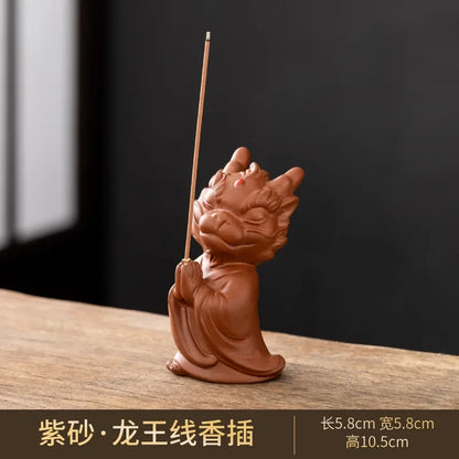Wishing Dragon Line Incense Burner Creative Ceramic Zodiac Dragon King Incense Insertion Seat Zen Tea Ceremony Desktop Incense