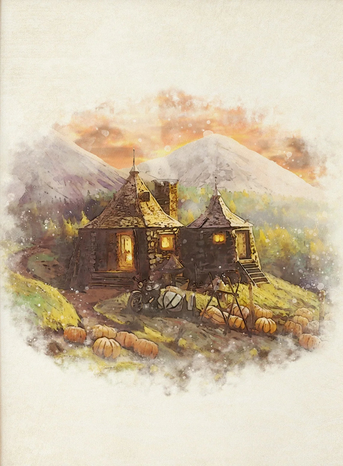 Wizard Inspired H-Hogwarts Poster Owl Magical School Castle Pumpkin House Canvas Painting Nursery Wall Art Kids Room Home Decor