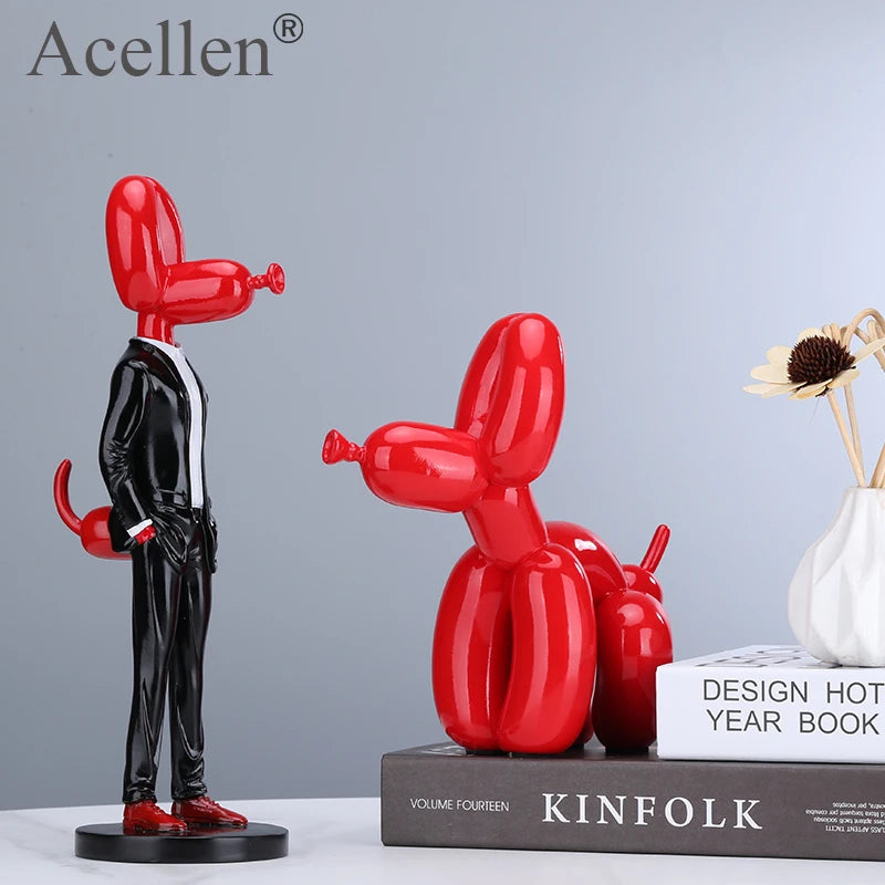 Gentleman Balloon Dog Statue Resin Sculpture Home Decor Modern Nordic Home Decoration Accessories for Living Room Animal Figures
