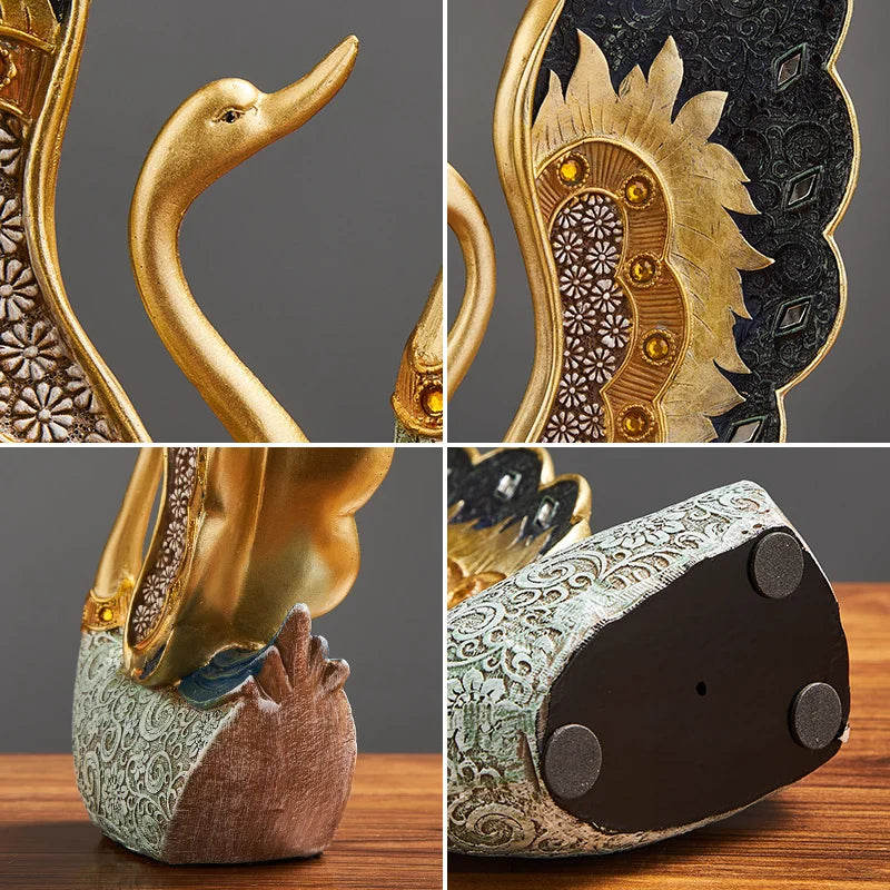 Home Bedroom Office Desktop Accessories Wedding Gift Figurine Swan Decor Artistic Figurines Resin Ornaments Animal Statue Decor