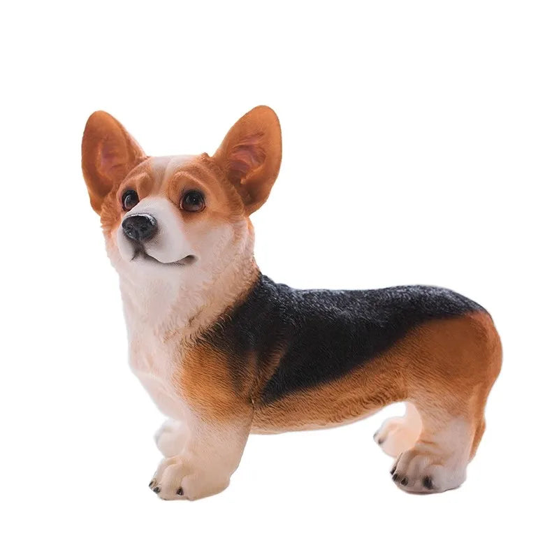 Corgi Dog Statue Home Outdoor Garden Decoration Statue Sculpture Lovable Corgi Figurine Kawaii Model Resin Sculpture Ornament