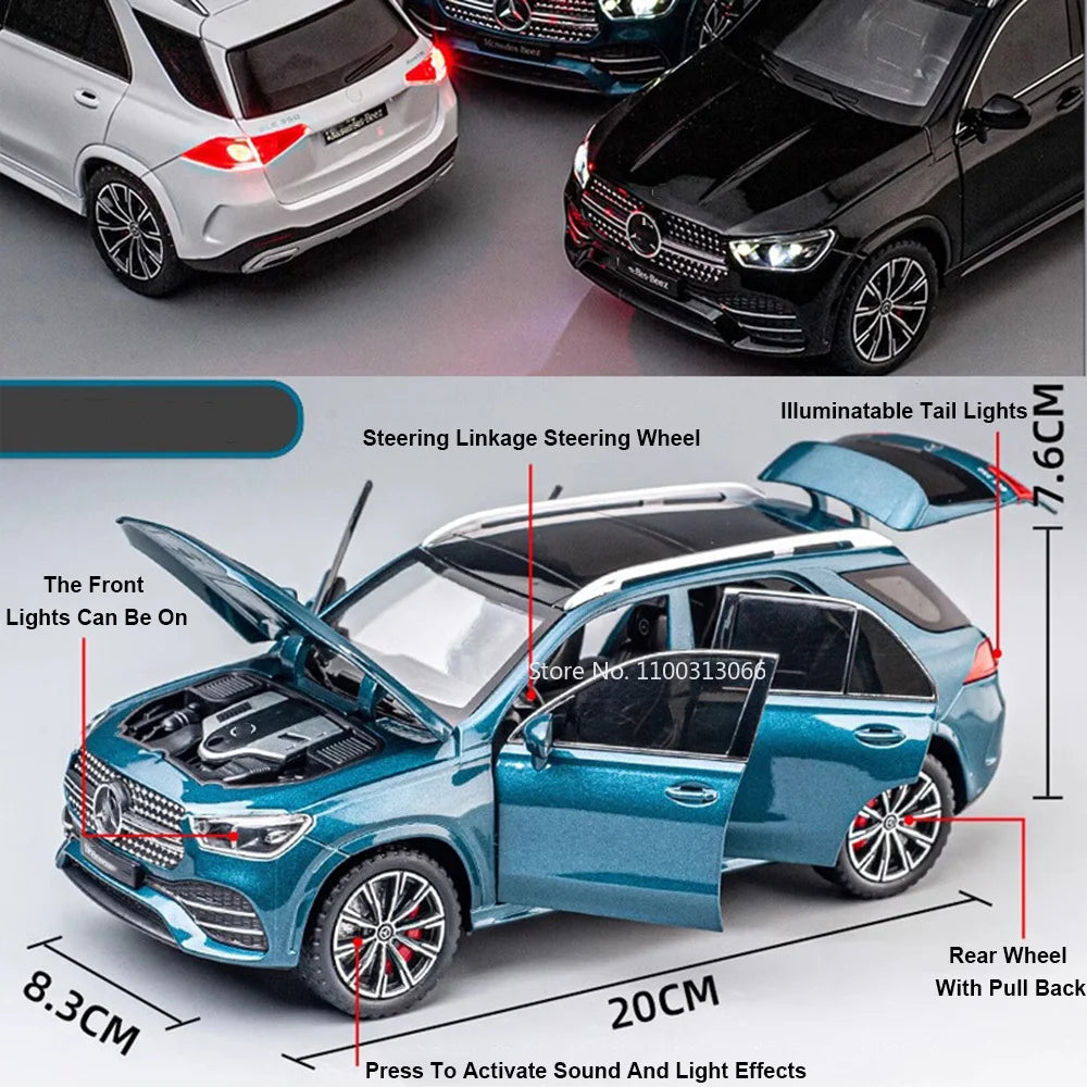 1:24 GLE350 300SL Alloy Cars Models Toys Diecasts Miniature Vehicles Model with Sound Light Pull Back SUV Models for Kids Gifts