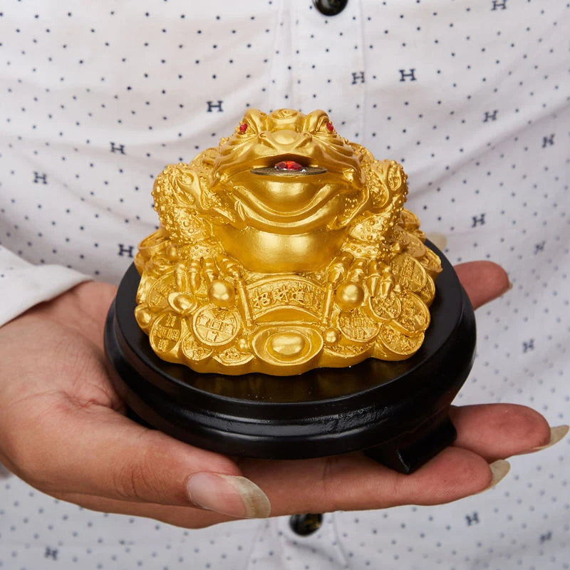 Golden Lucky Money Citrine Toad Frog Dragon Feng Shui Figurines Sculpture Statue Fortune Wealth Home Decoration Car Ornaments