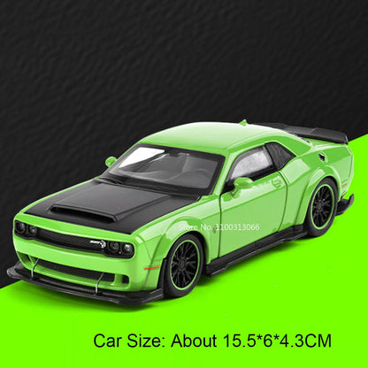 1:32 Challenger SRT Hellcat Chiron Sports Cars Toy Models Wheels Turned Vehicle 4 Doors Opened Miniature Car Kids Festival Gifts