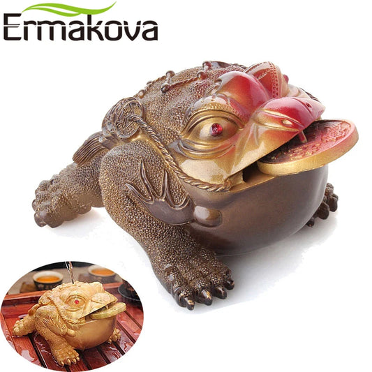 ERMAKOVA 3 Styles différents résine couleur changeante chanceux argent crapaud Figurine grenouille Statue avec pièce Feng Shui thé animal de compagnie maison ornement