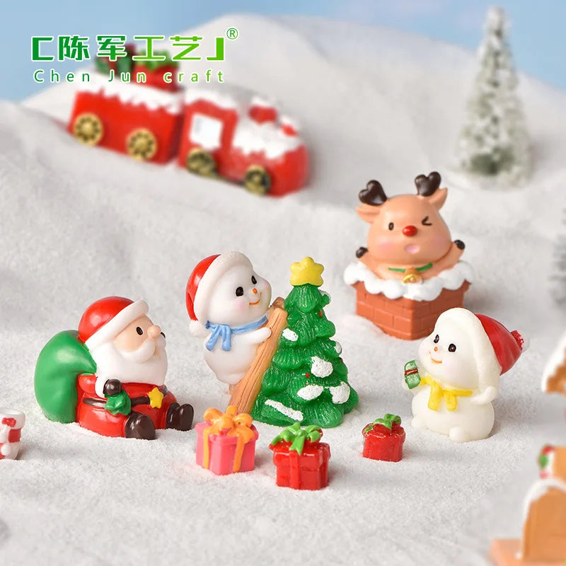 Christmas Decoration Santa Claus Snowman Figurine Fairy Christmas Miniatures Figurines Christmas Gifts DIY Home Decoration