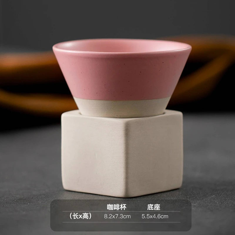 1pc Retro Japanese Triangular Cone Shape Pottery Tea Coffee Cup Pull Ceramic Mug Rough Latte Porcelain Cup For Home Office