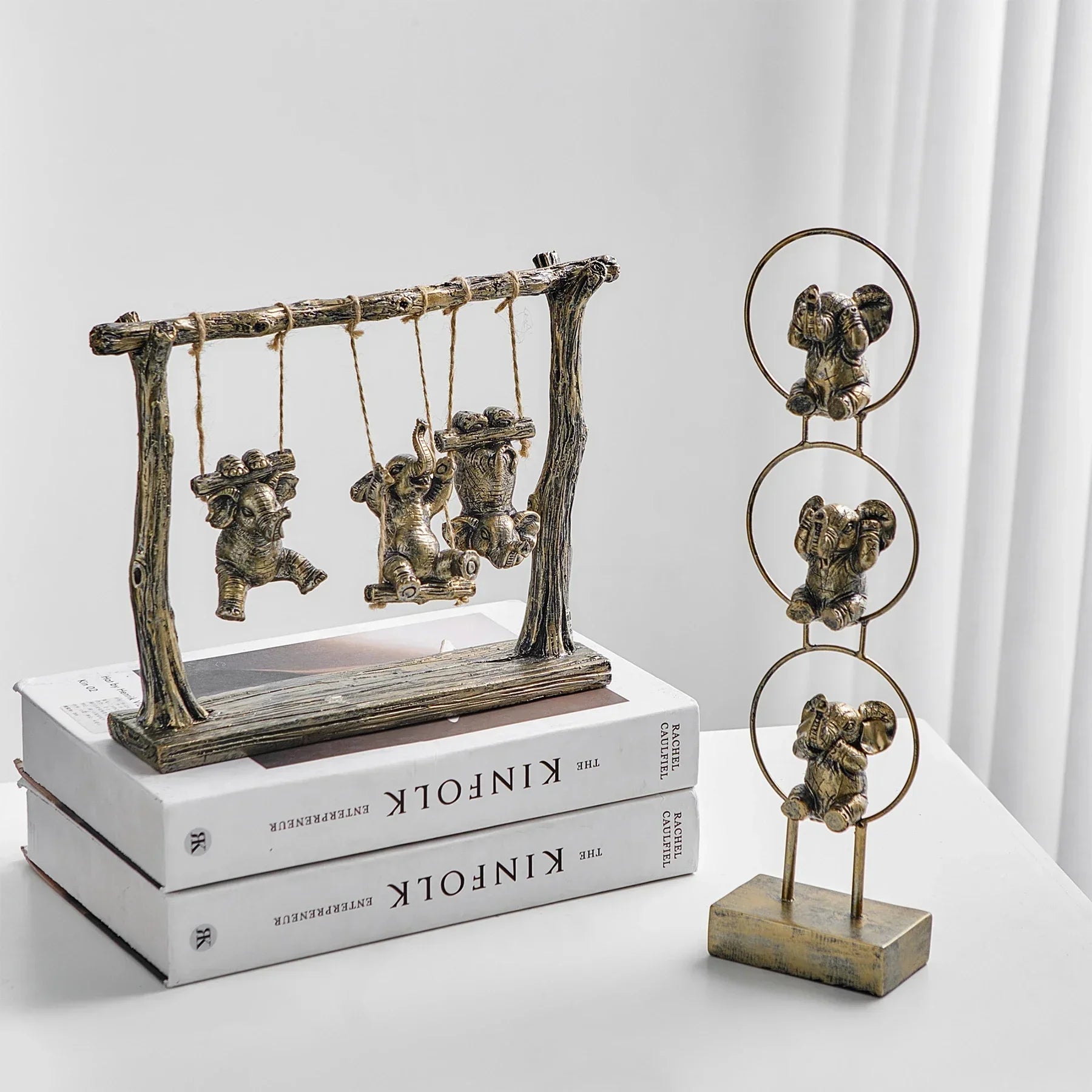 Artistic Living Room Decor Desk Accessories Resin Animal Sculpture & Figurine Home Decoration Ornaments Elephant Statuette Gift
