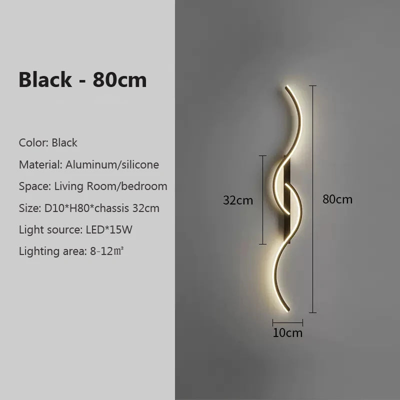 Modern LED Wall Sconce Strip Aluminum Wall Lamp 60/80/100CM For Bedroom Bedside Living Room Background Decor Lighting Fixtures