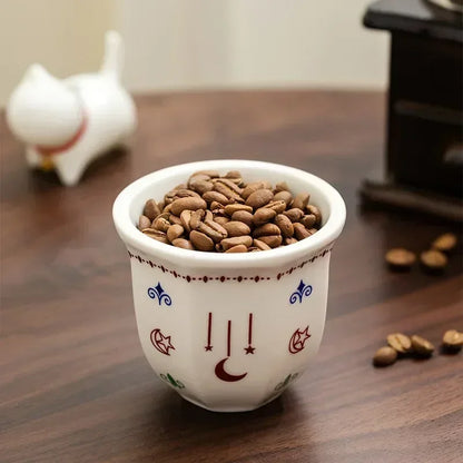 Arabic Ceramic Coffee Cup with Star Moon Design, Latte Art Espresso Tea Mug ErgonomicHandleDishwasherSafeHome Office Ethnic Gift