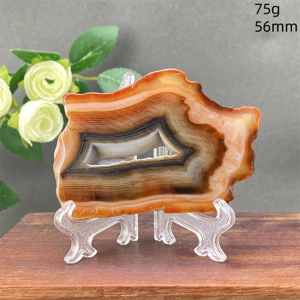 Natural Red Agate Crystal Cavity Stone - Energy Healing Reiki Meditation Beautiful Home Decor Gift for Prayer